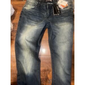 Stone Falcon Slim Fit Mens Jeans Dark Blue Tint 30x30 Superior Stretch Denim